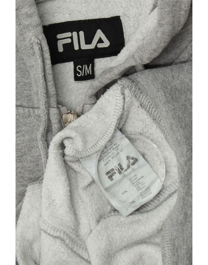 Fila Womens Graphic Oversized Zip Hoodie Sweater UK 10 Small Graue Baumwolle