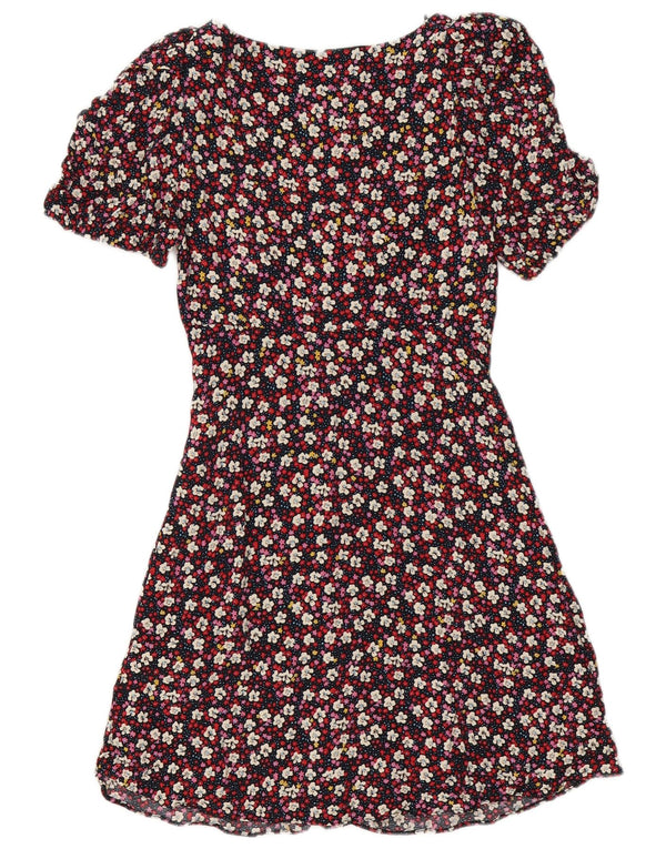 Zara Damen Hemdkleid UK 6 XS Mehrfarbiges Blumenmuster aus Polyester