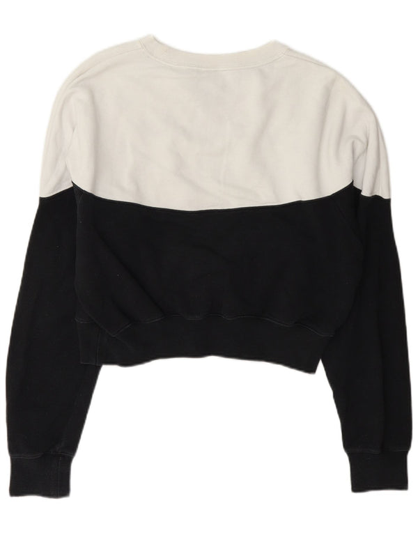 Nike Damen Crop Sweatshirt Pullover UK 10 Small Weiße Colourblock-Baumwolle