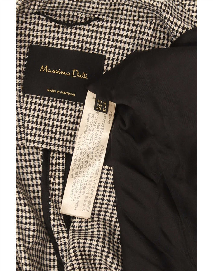 Massimo Dutti Damen 2-Knopf-Blazerjacke EU 44 XL Schwarzer Hahnentritt