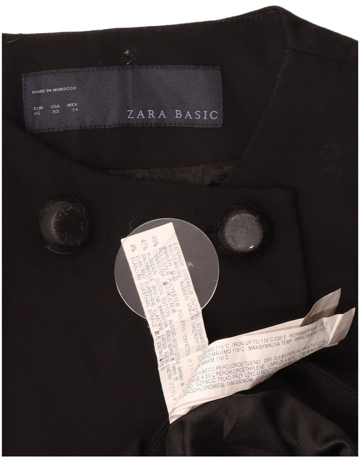 Zara Damen Zweireihiger Mantel UK 6 XS Schwarz Polyester