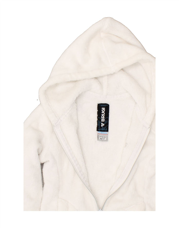 BRUGI Girls Hooded Fleece Jacket 6-7 Years White Polyester Vintage Brugi and Second-Hand Brugi from Messina Hembry 
