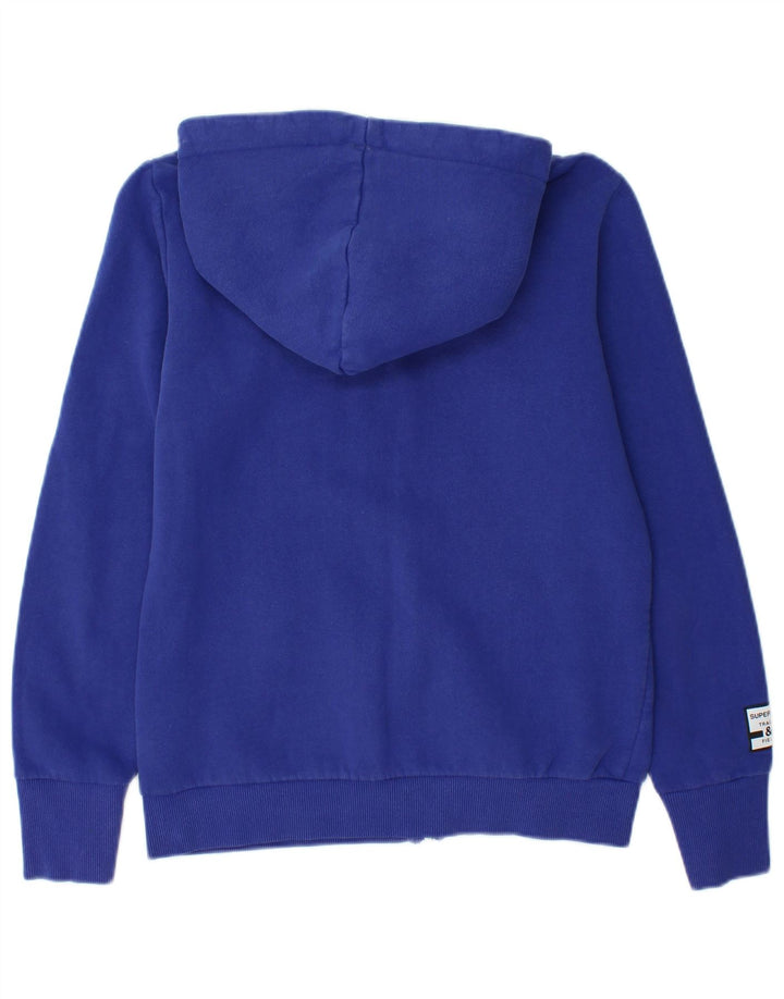 Superdry Damen Graphic Zip Hoodie Sweater UK 12 Mittelblaue Baumwolle