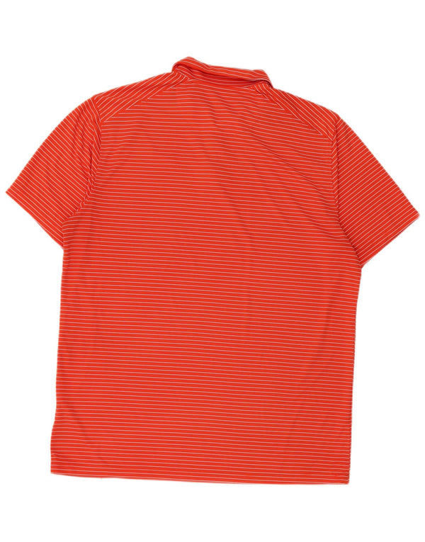 Nike Mens Dri Fit Polo Shirt Large Orange Pinstripe Polyester