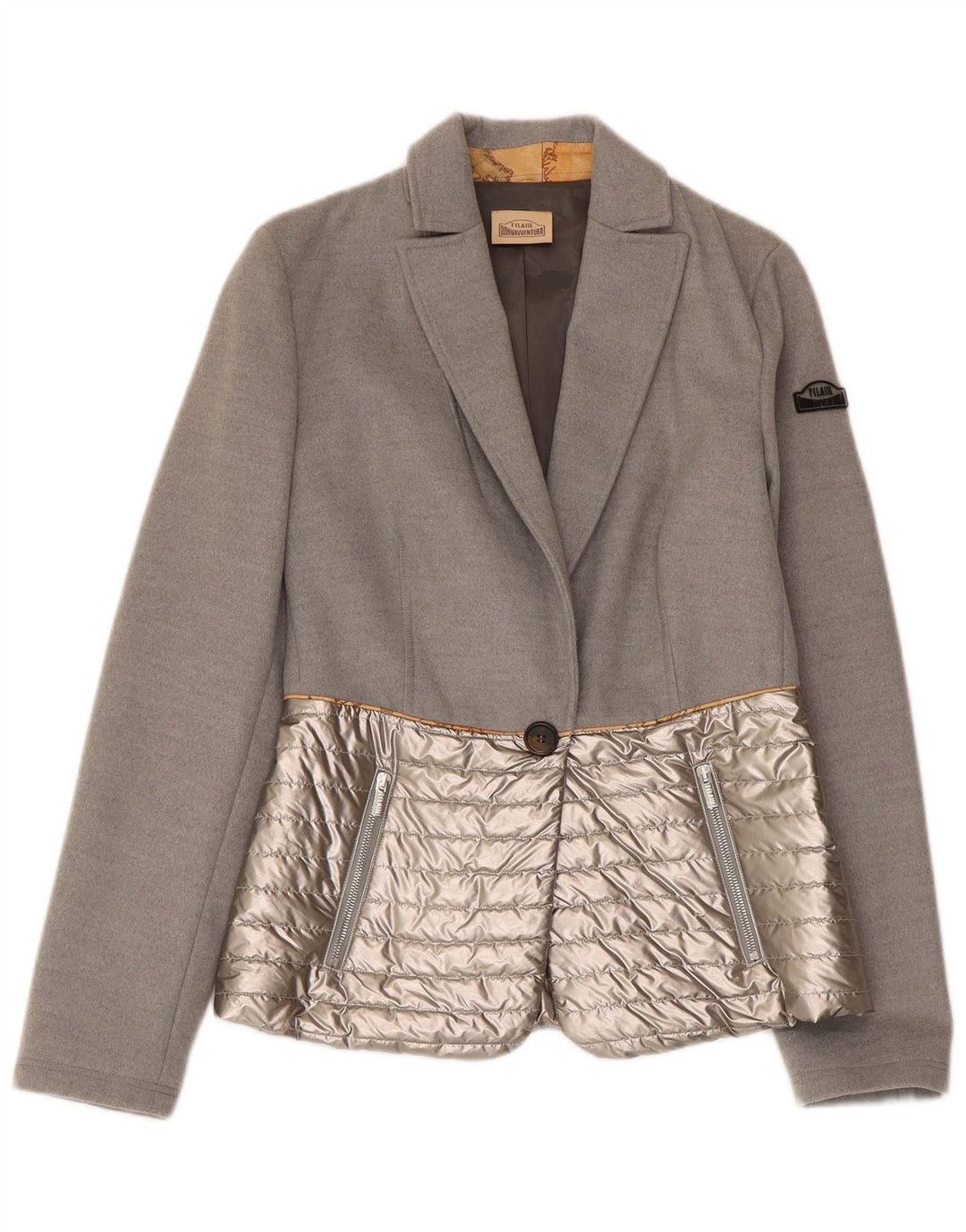 ALVIERO MARTINI Damen wattierte Blazerjacke IT 38 XS Grauer Farbblock