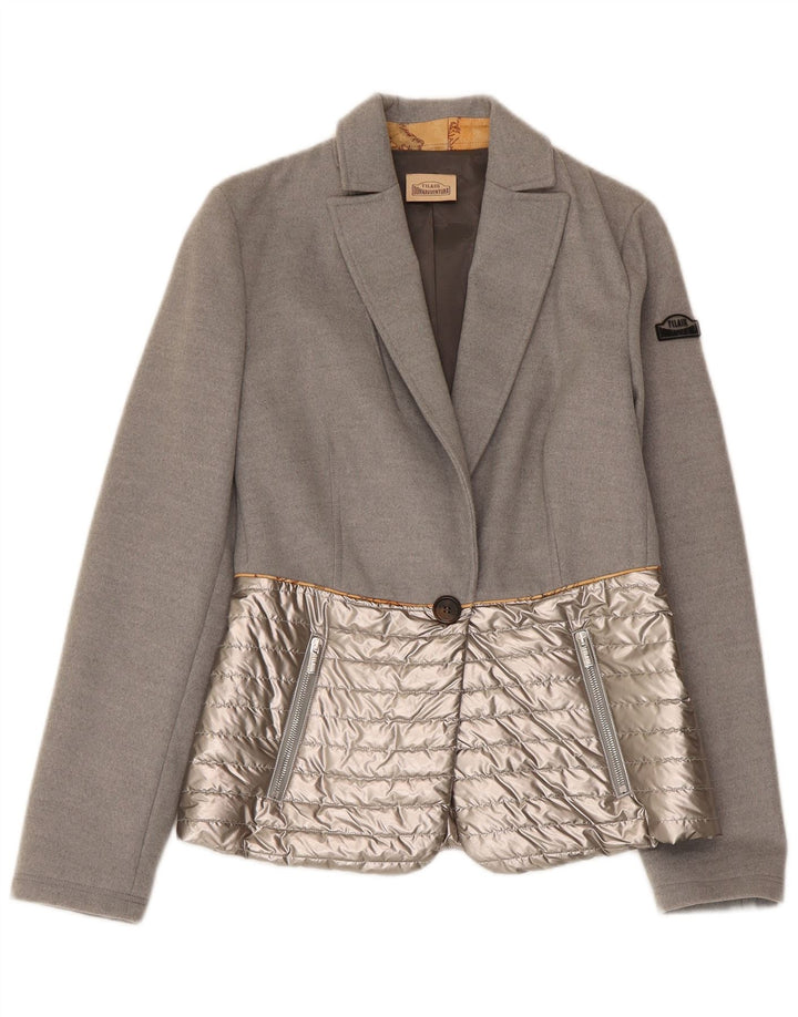 ALVIERO MARTINI Damen wattierte Blazerjacke IT 38 XS Grauer Farbblock
