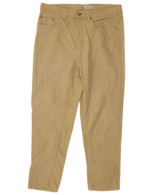 Zara Damen Tapered Jeans EU 40 Medium W31 L25 Gelbe Baumwolle