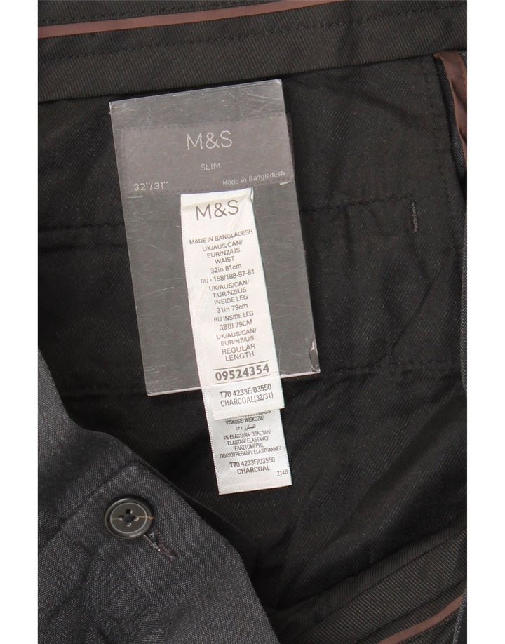 Marks & Spencer Slim-Anzughose für Herren, W32, L31, grau, Polyester