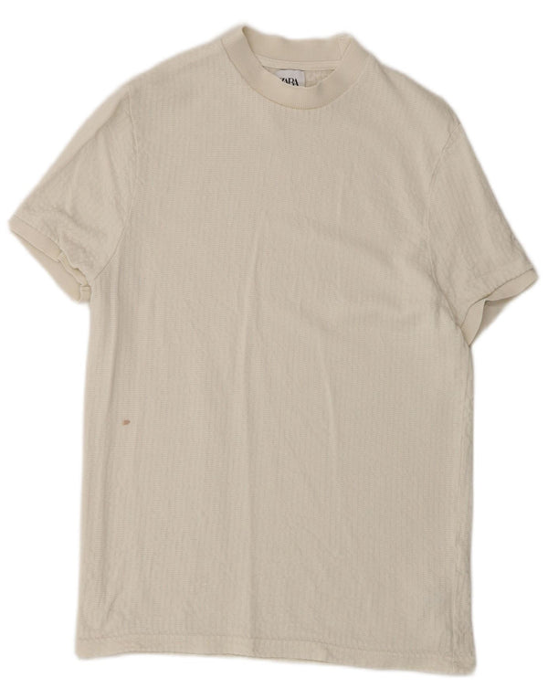 Zara Herren T-Shirt Top Small Weiß Lyocell
