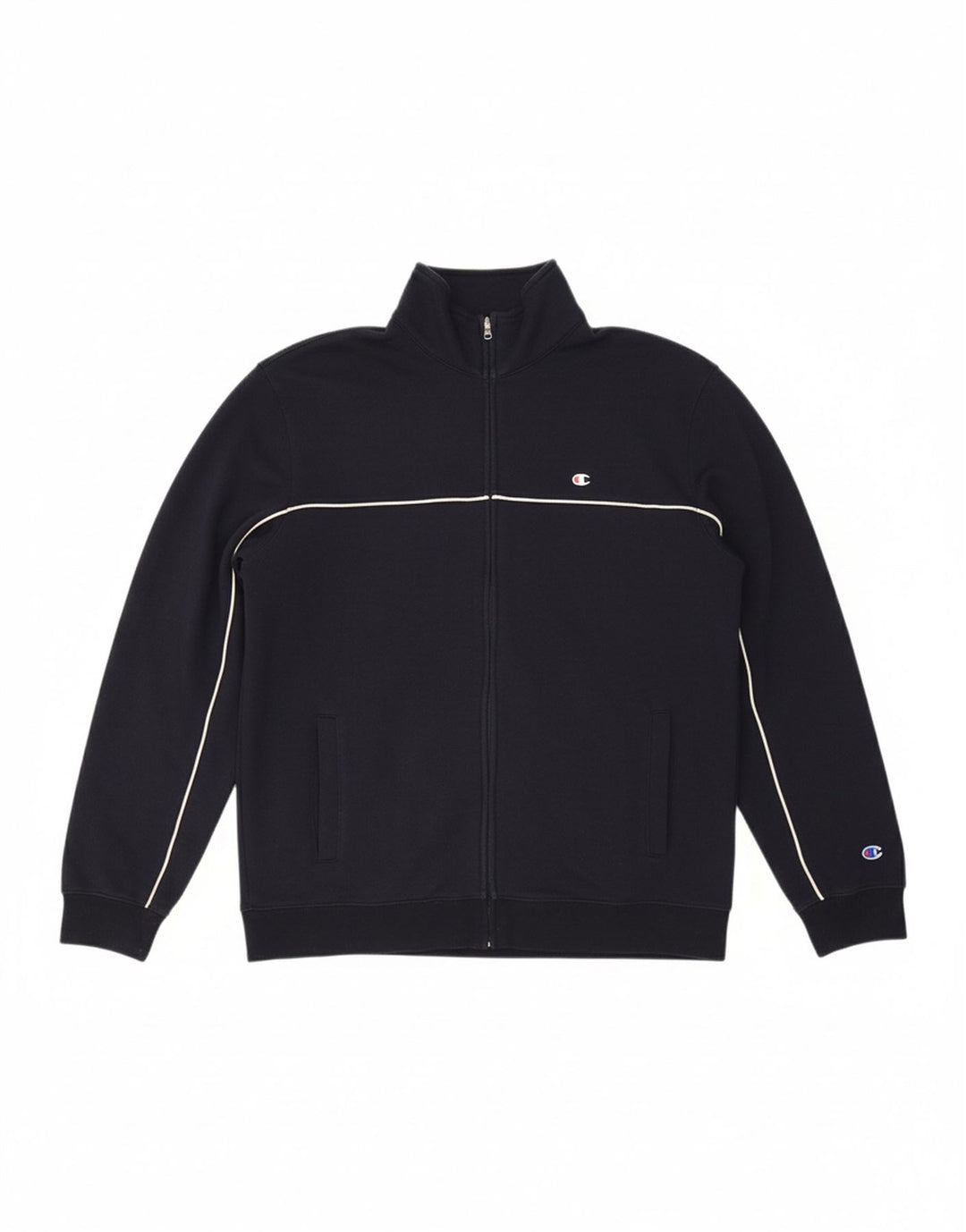 CHAMPION Mens Tracksuit Top Jacket Large Navy Blue Cotton