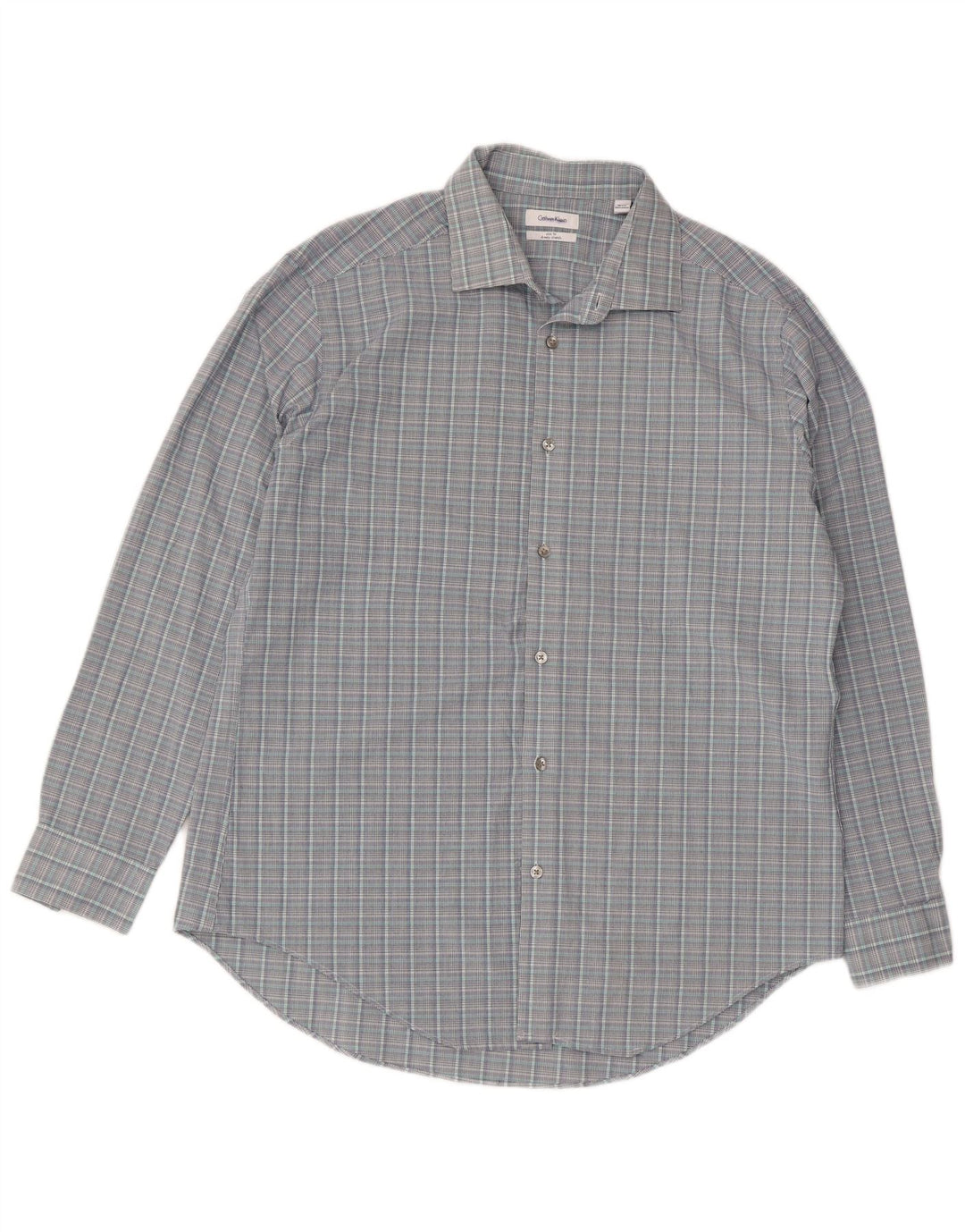 Calvin Klein Herren Slim Fit Hemd Größe 16 1/2 Large Grau kariert