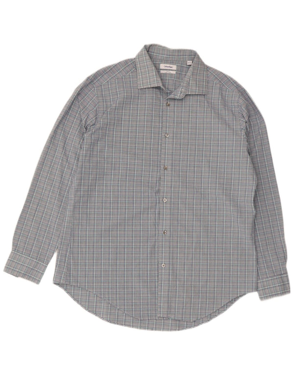 Calvin Klein Herren Slim Fit Hemd Größe 16 1/2 Large Grau kariert