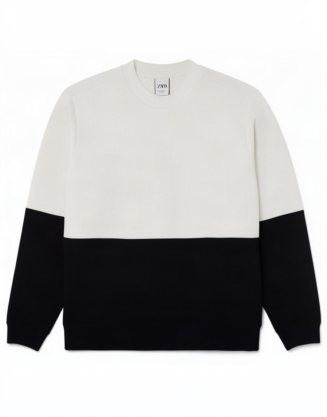 Zara Herren Sweatshirt Pullover XL Weiß Colourblock Polyester