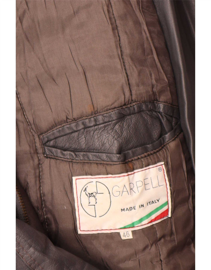 Vintage Herren Ledermantel IT 46 Small Grey