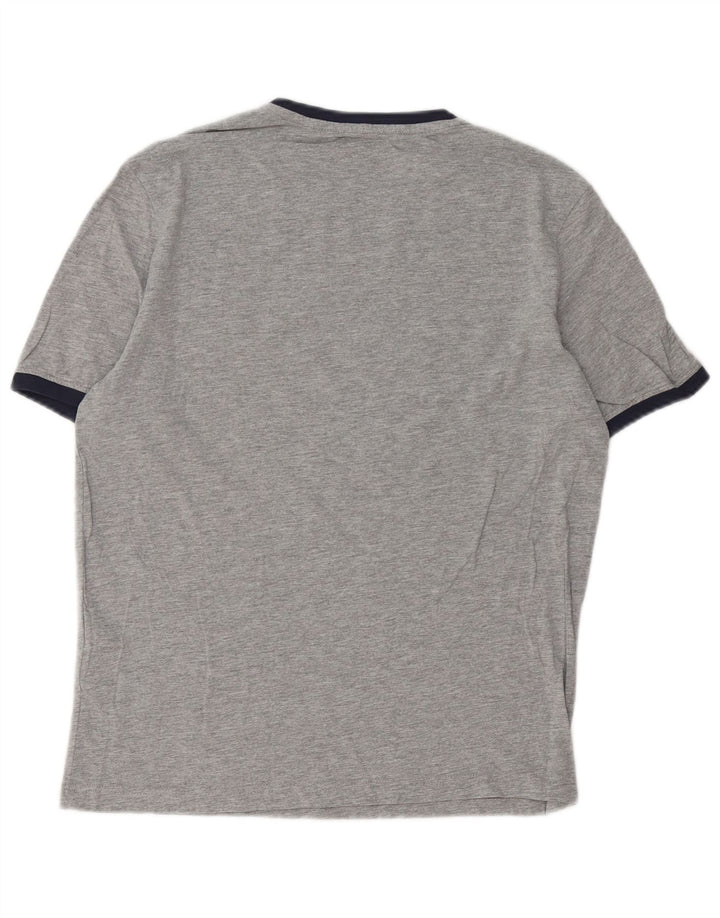 Kappa Herren Grafik-T-Shirt-Oberteil aus mittelgrau gesprenkelter Baumwolle