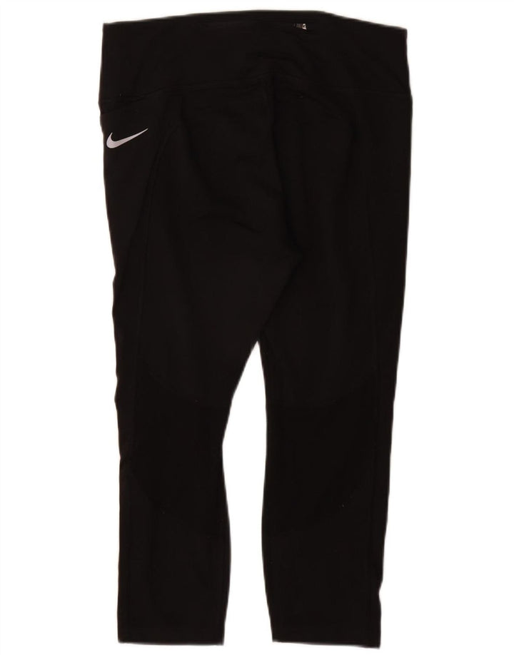 NIKE Womens Dri Fit Capri Leggings UK 14 Large Schwarz Polyester