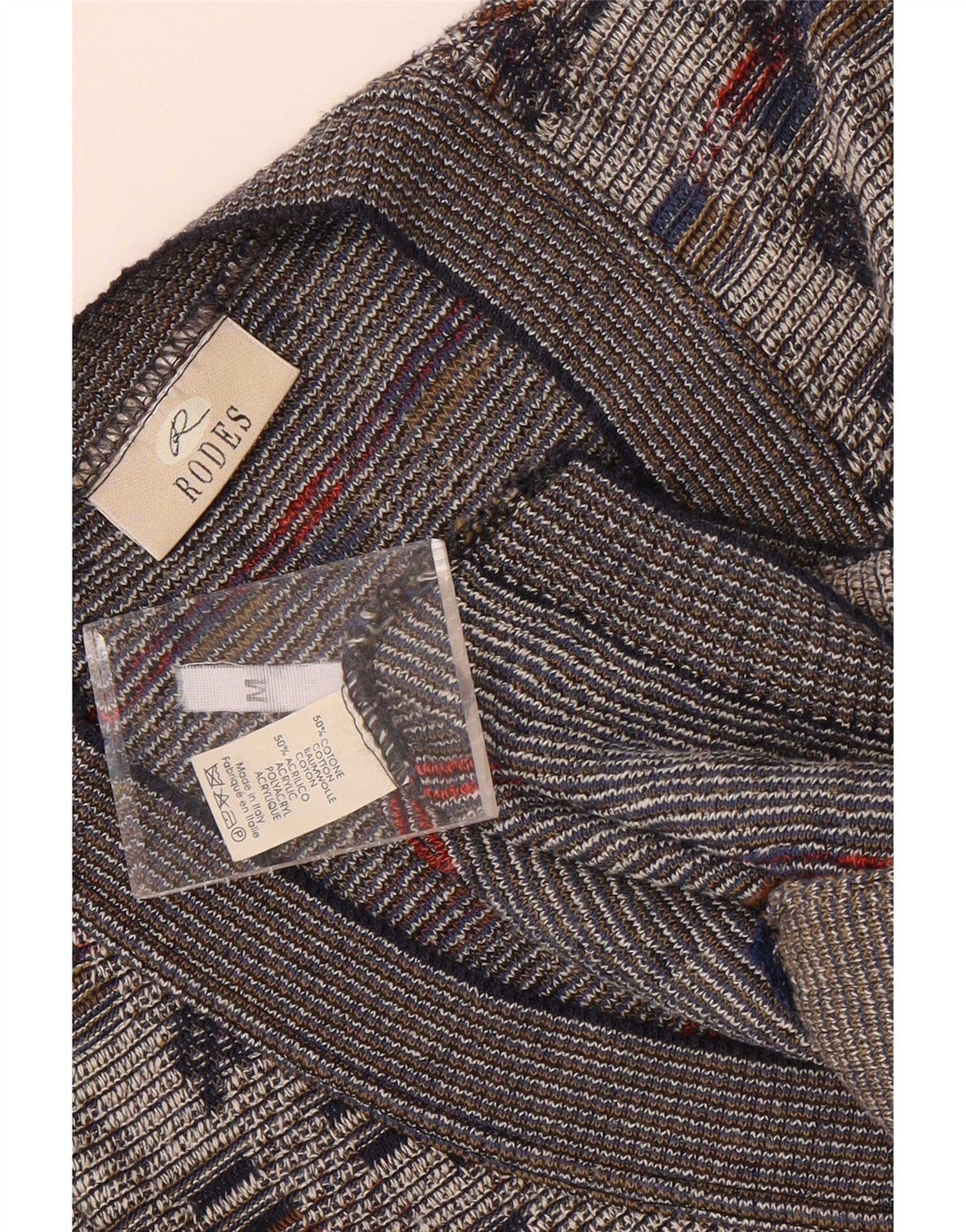 Rodes Herren-Strickjacke aus mittelgrauer, geometrischer Baumwolle
