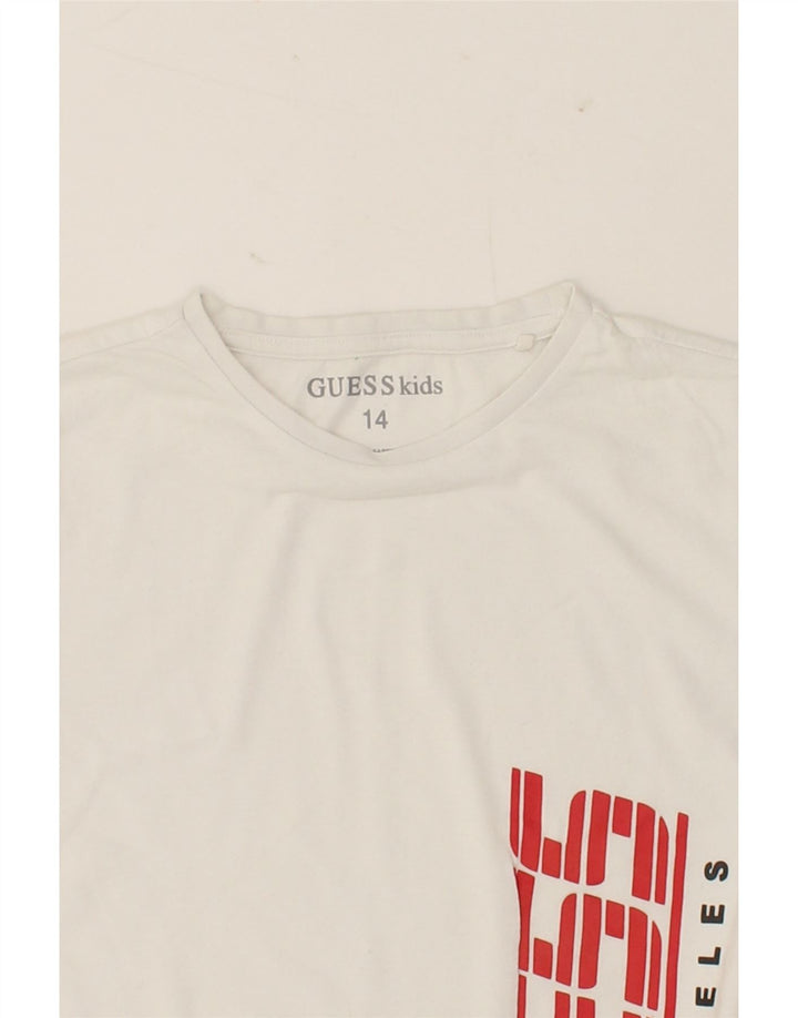 GUESS Boys Graphic Top Long Sleeve 13-14 Years White Cotton Vintage Guess and Second-Hand Guess from Messina Hembry 