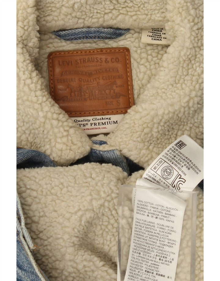 Levi's Damen Graphic Sherpa Denim Jacke UK 10 Small Blau Baumwolle