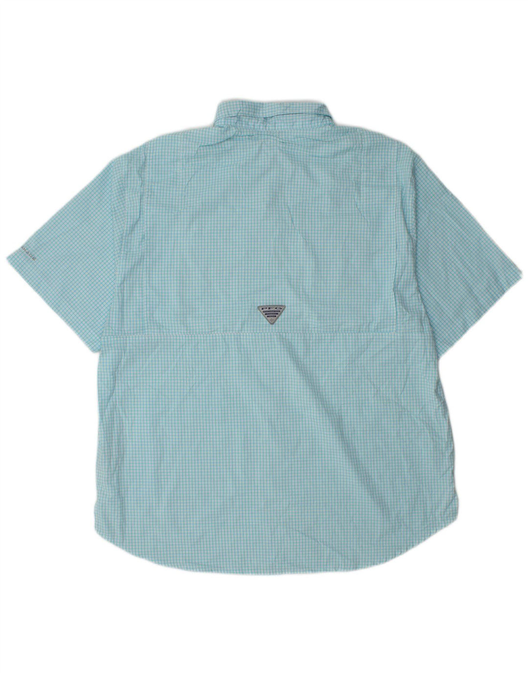 Columbia Herren-Kurzarmhemd XL, blau kariert, Polyester