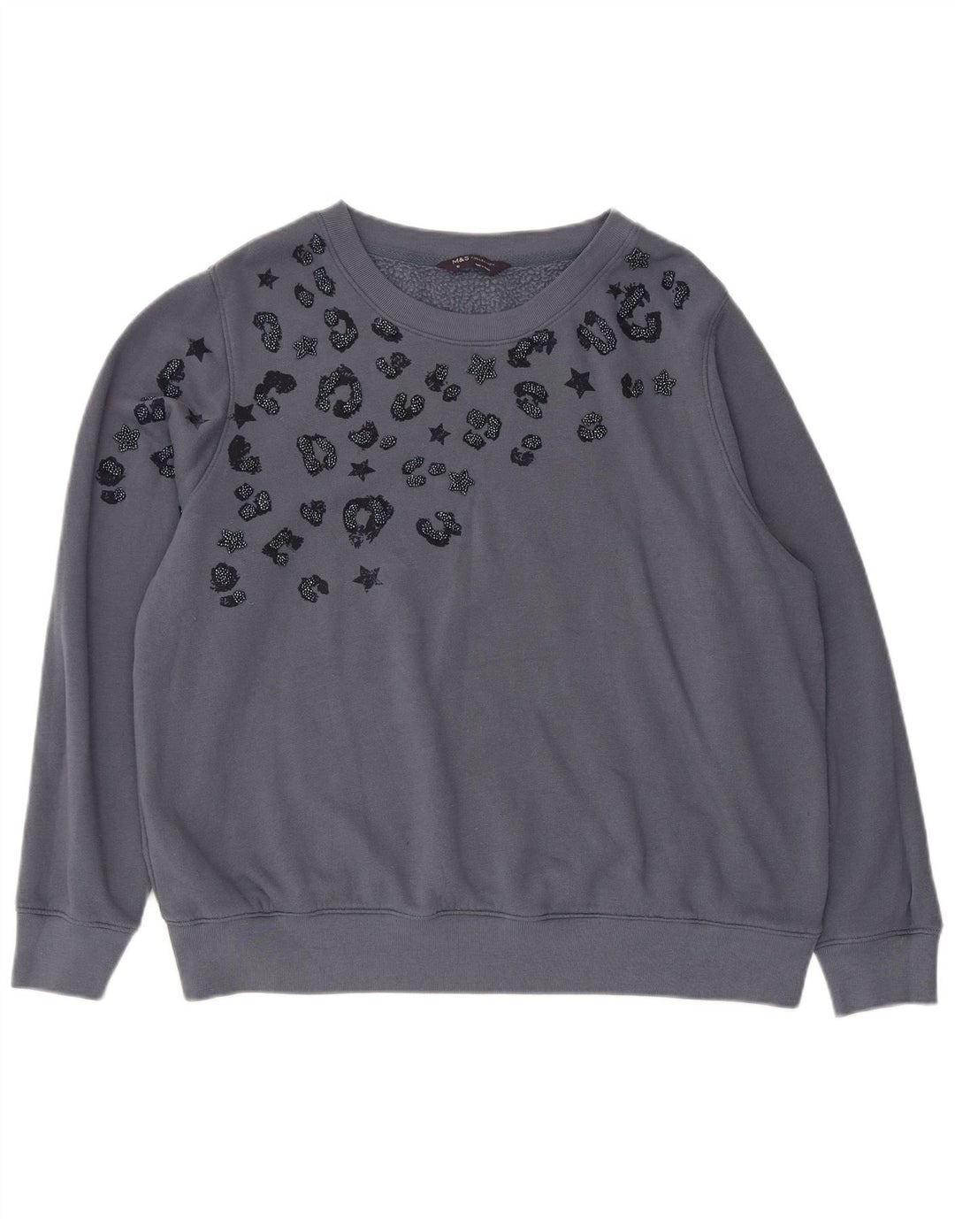 Marks & Spencer Damen-Sweatshirt mit abstraktem Muster, Gr. 18, XL, Grau