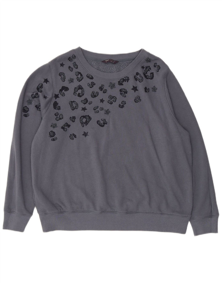 Marks & Spencer Damen-Sweatshirt mit abstraktem Muster, Gr. 18, XL, Grau