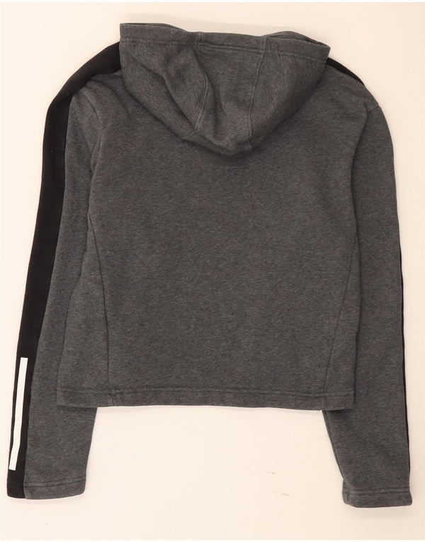 Adidas Mädchen Kapuzenpullover, 13–14 Jahre, graue Colourblock-Baumwolle