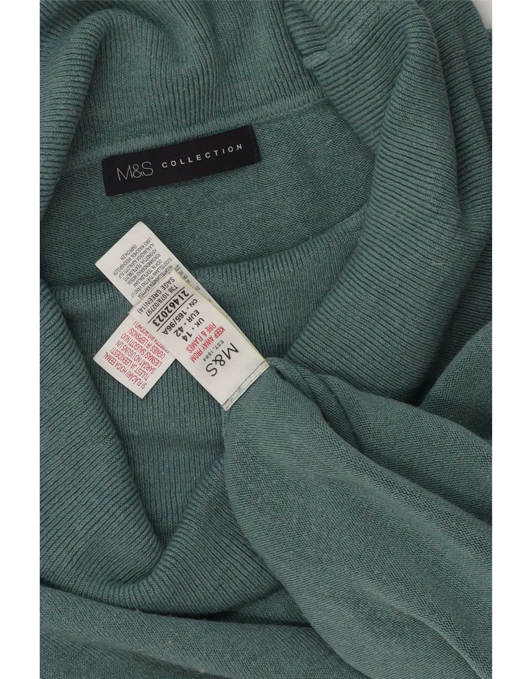 Marks & Spencer Damen-Pullover mit Rollkragen, Gr. 14, Größe L, grün, Acryl