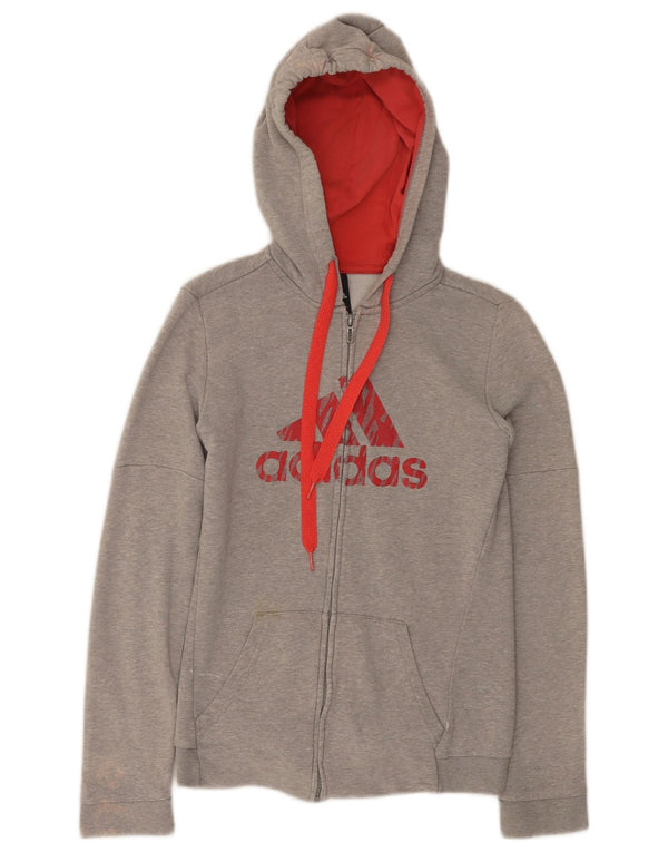 Adidas Damen Graphic Zip Hoodie Pullover UK 4 XS Grau meliert
