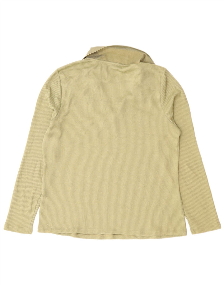 Marks & Spencer Damen Langarm-Poloshirt UK 14 Large Grün Polyester