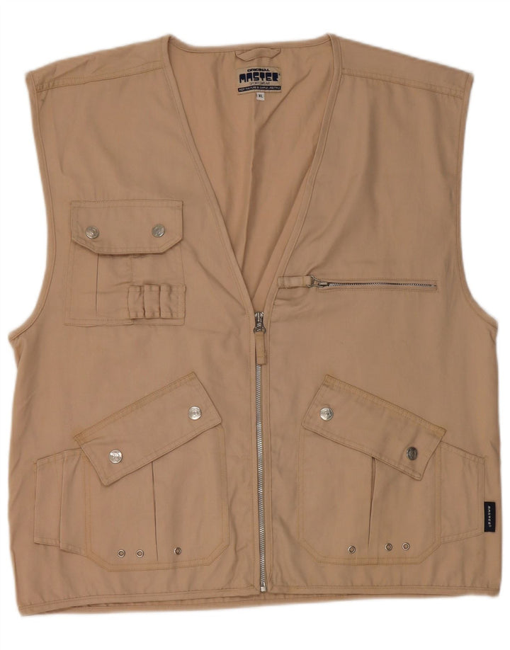 Master Herren Utility Gilet UK 42 XL Beige Baumwolle