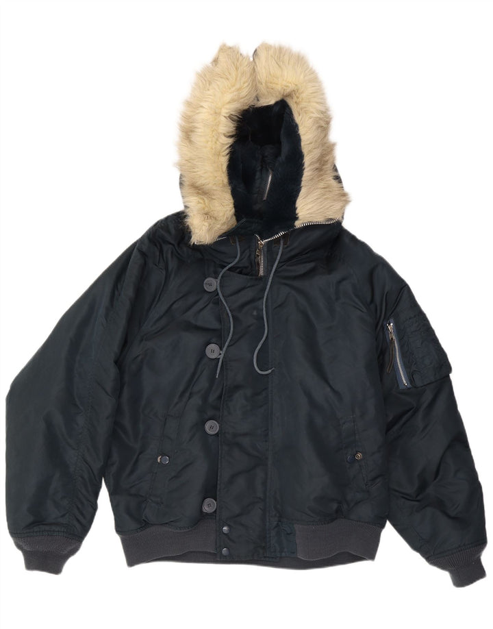 Rifle Herren Typ G-1 Kapuzen-Bomberjacke UK 40 Large Marineblau