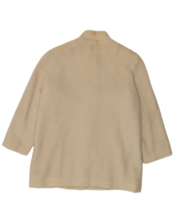 Vintage Damen Mantel IT 44 Medium Off White Floral Wolle