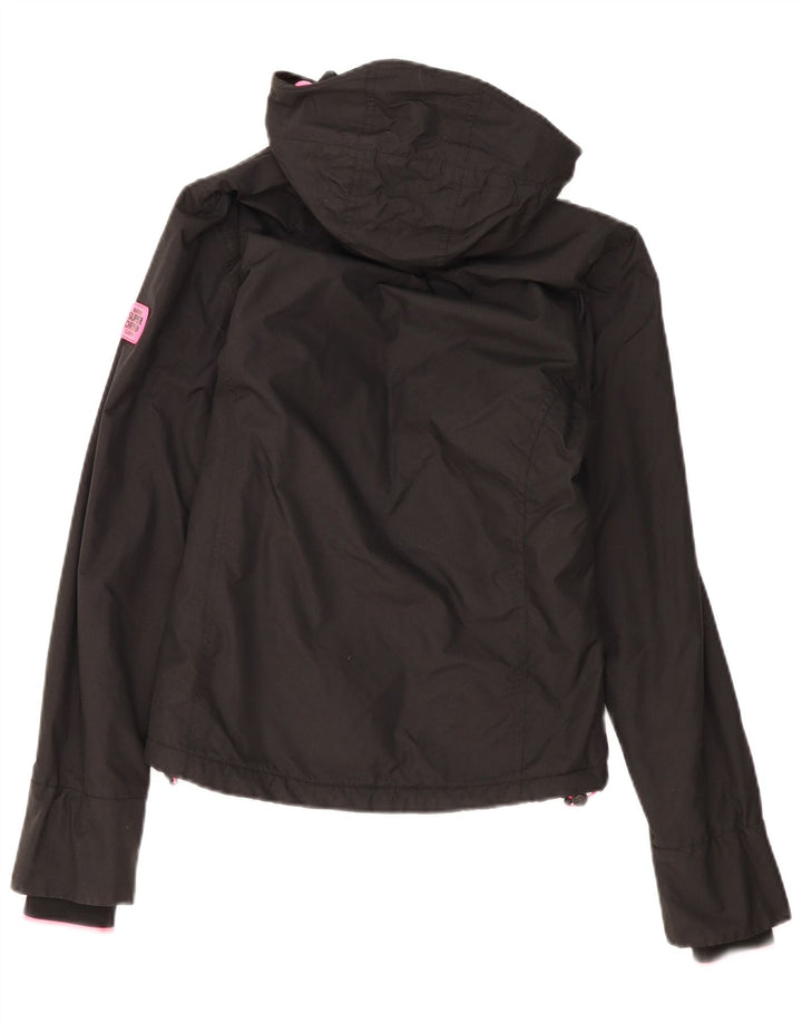 Superdry Damen-Windbreakerjacke mit Kapuze, UK 8, Größe S, Schwarz, Polyester