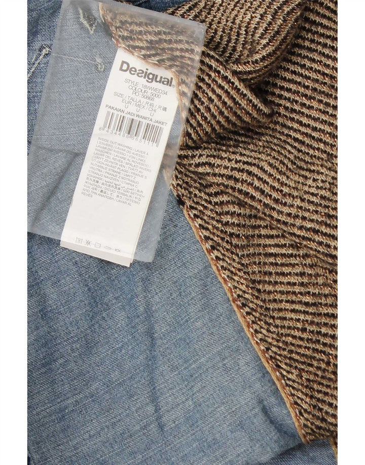 Desigual Damen Denim-Hemdbluse UK 18 XL Mehrfarbige Patchwork-Viskose