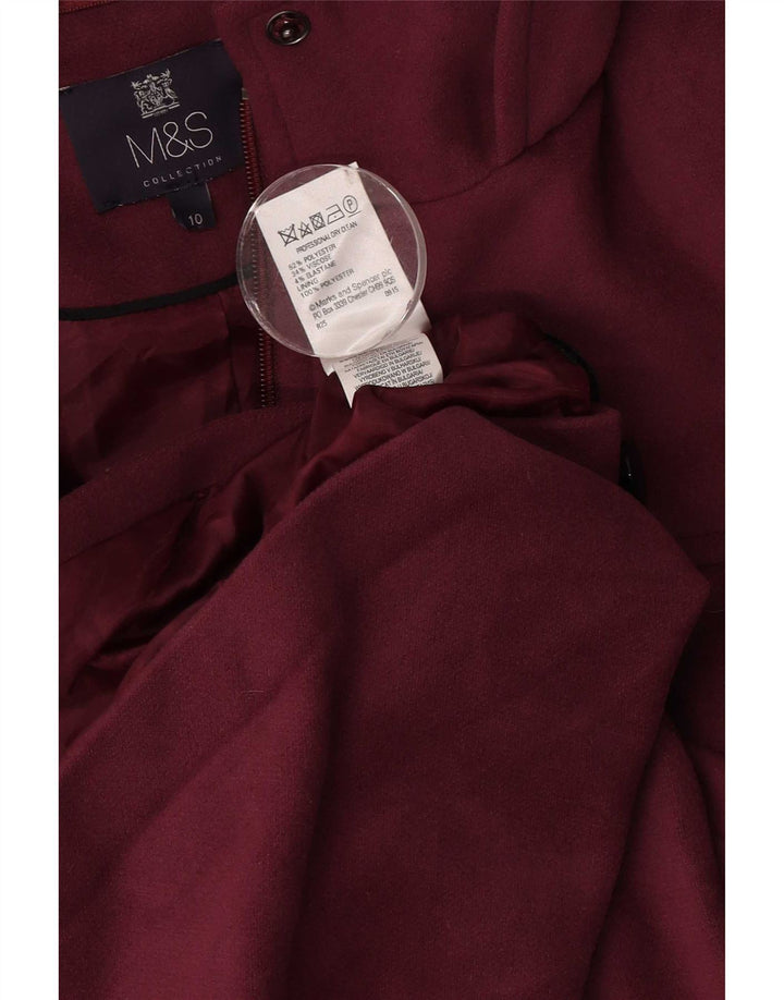 Marks & Spencer Damen-Dufflecoat mit Kapuze, UK 10, Größe S, Burgunderrot, Polyester