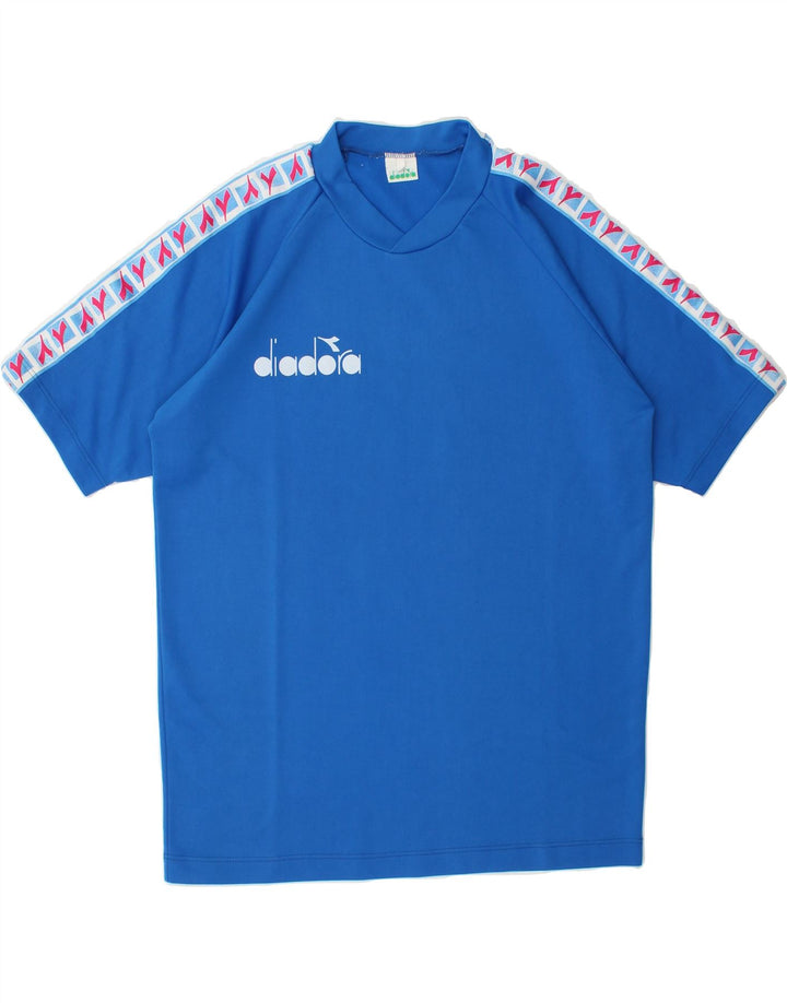 DIADORA Mens Graphic T-Shirt Top Large Blue Polyester Vintage Diadora and Second-Hand Diadora from Messina Hembry 