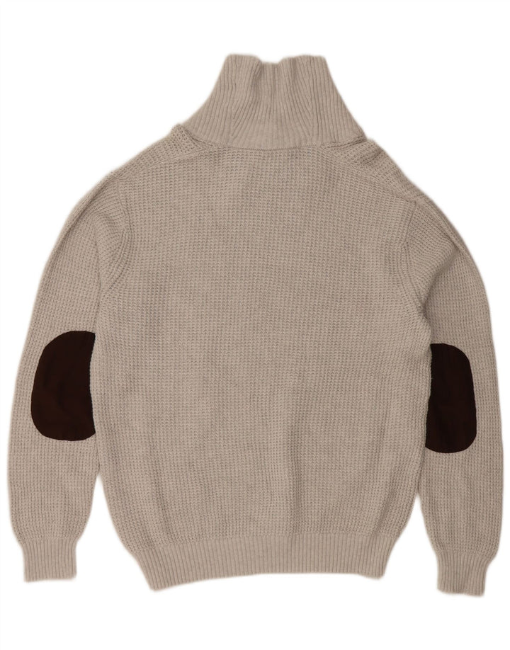 CHAPS Herren-Pullover mit Schalkragen, lockere Passform, mittelgraue Baumwolle