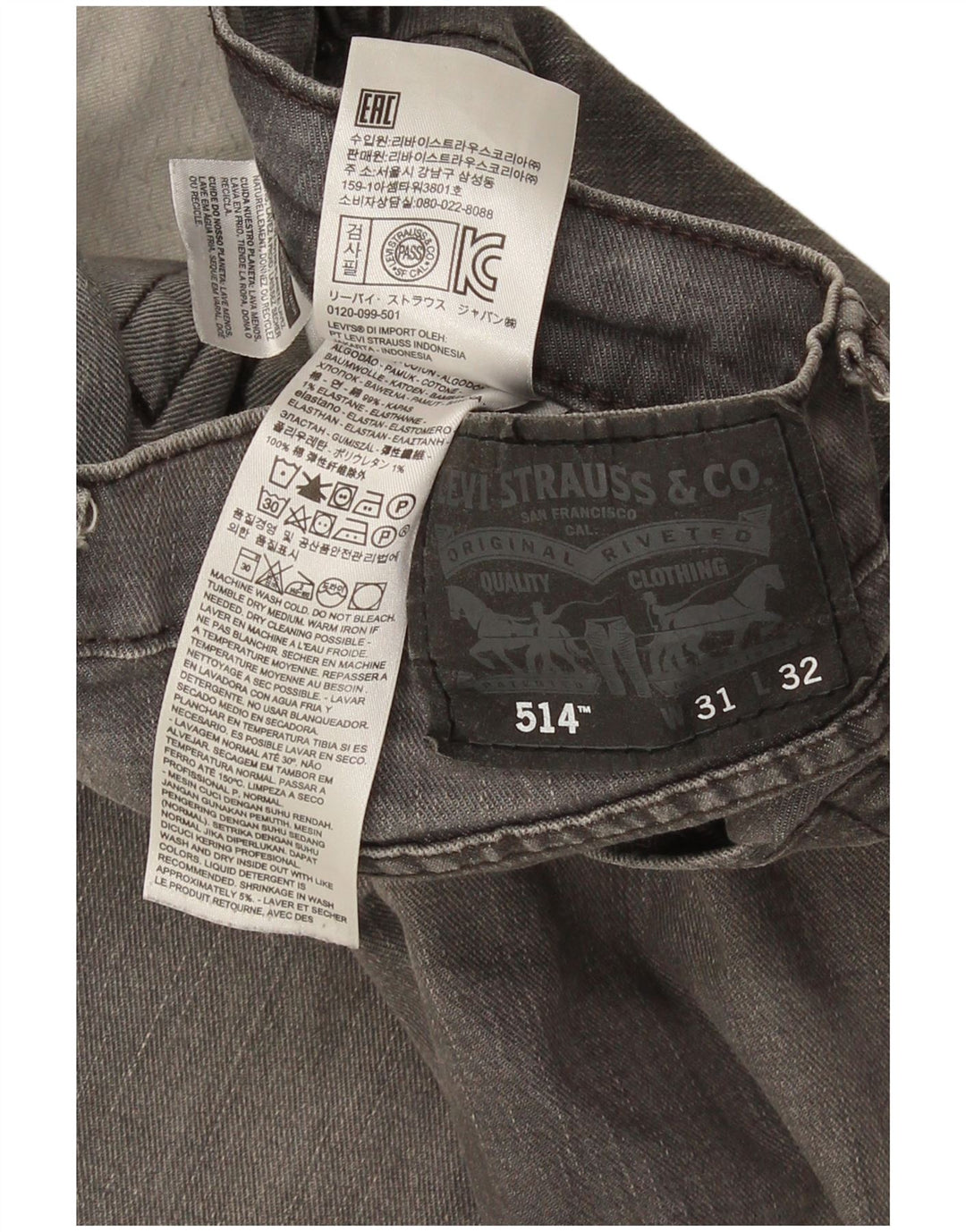 Levi's Herren 514 Straight Jeans W31 L28 Graue Baumwolle
