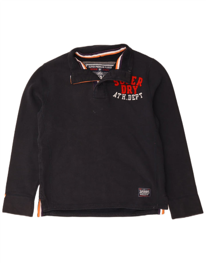 Superdry Herren-Sweatshirt mit grafischem Knopfkragen, XL, Marineblau, Baumwolle