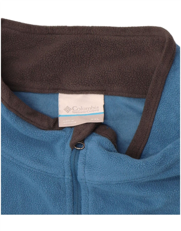 COLUMBIA Herren-Fleecepullover mit Reißverschluss am Hals, 2XL, blaues Farbblock-Polyester