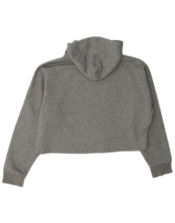 Puma Crop Graphic Hoodie-Pullover für Mädchen, 11–12 Jahre, grau gefleckte Baumwolle