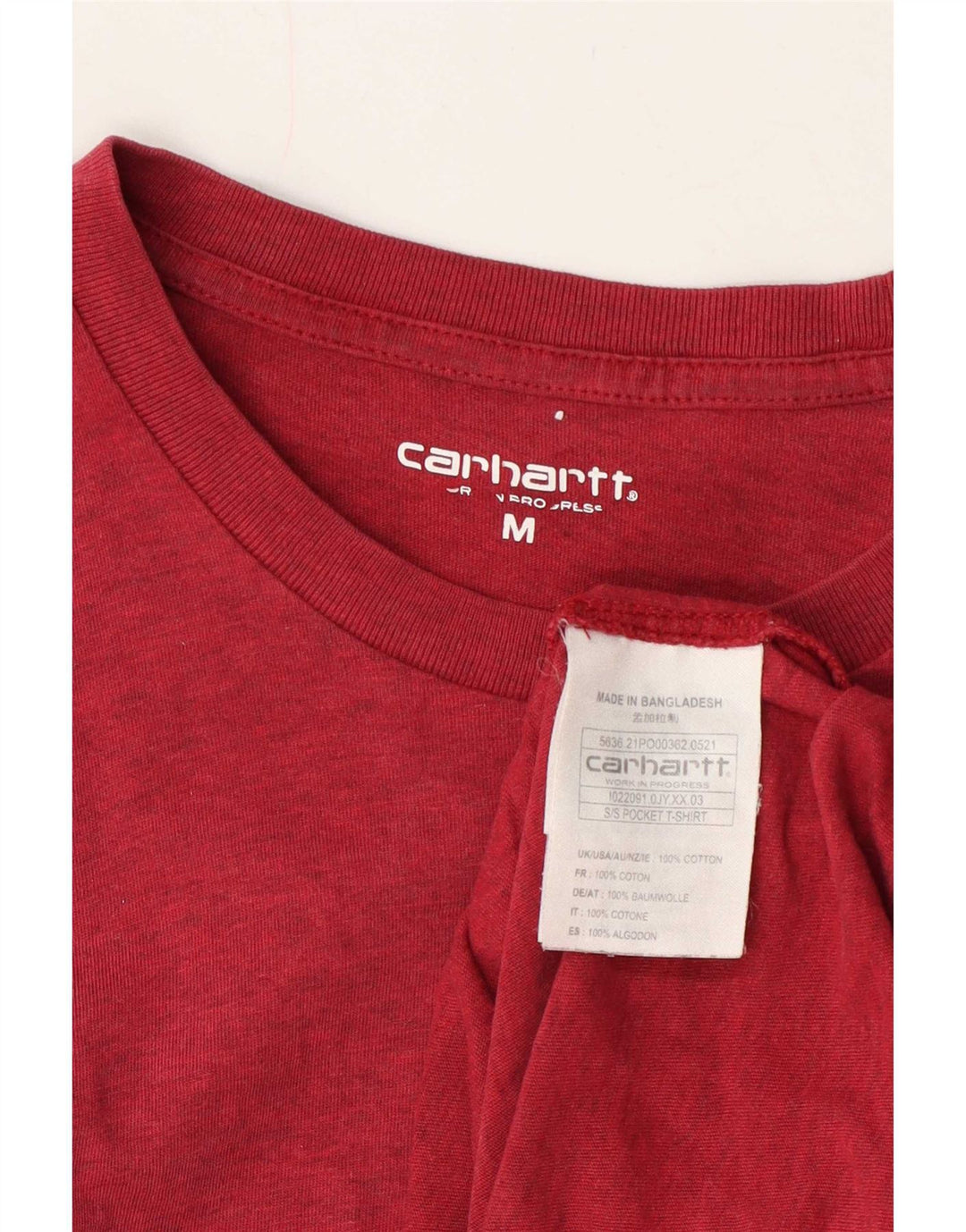 Carhartt Herren T-Shirt-Oberteil aus mittelrot gefleckter Baumwolle