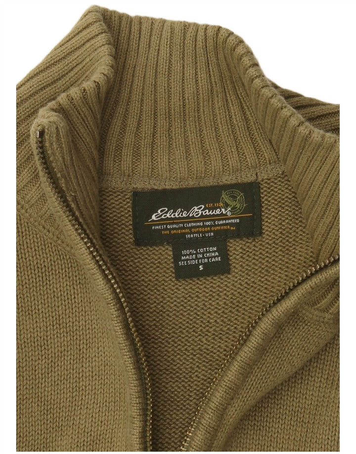 EDDIE BAUER Herren-Pullover mit Reißverschluss am Hals, kleine Khaki-Baumwolle