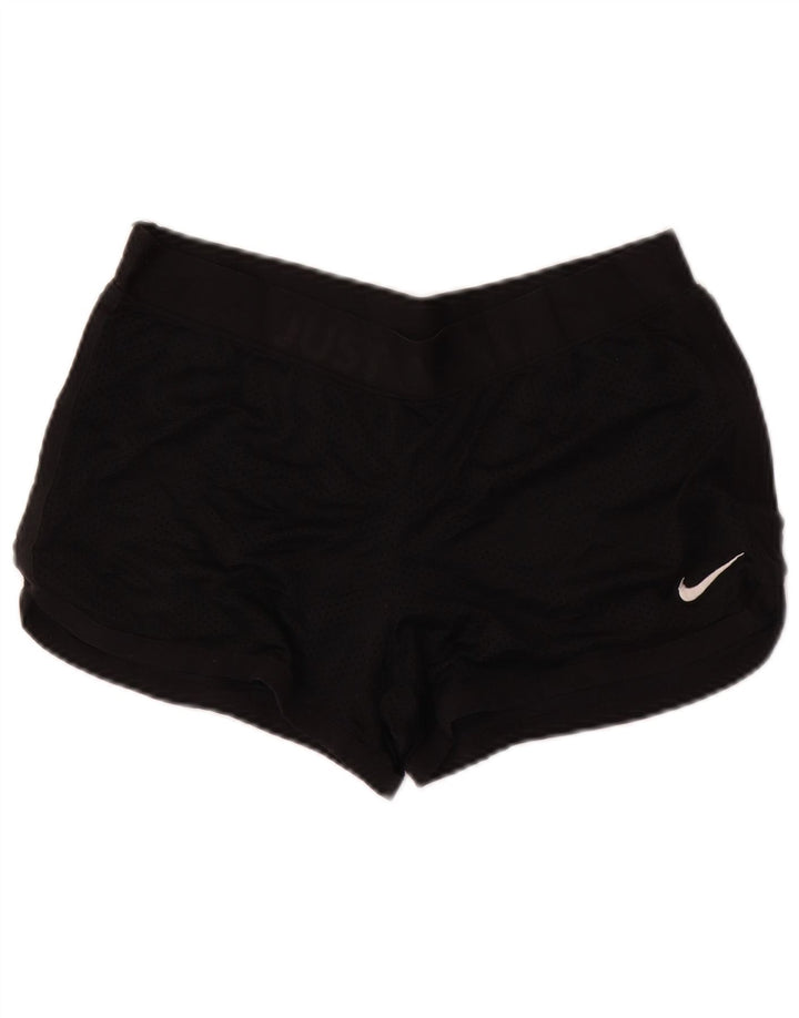 NIKE Damen Dri Fit Graphic Sport Shorts UK 14 Medium Schwarz Polyester