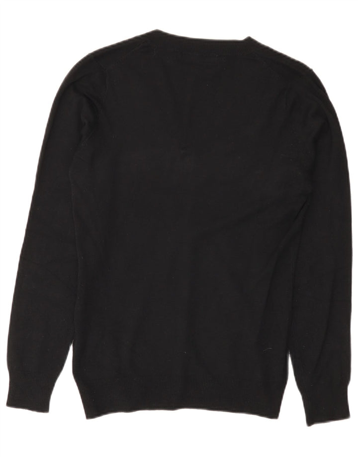 Zara Damen-Pullover mit V-Ausschnitt, UK 12, mittlere schwarze Viskose