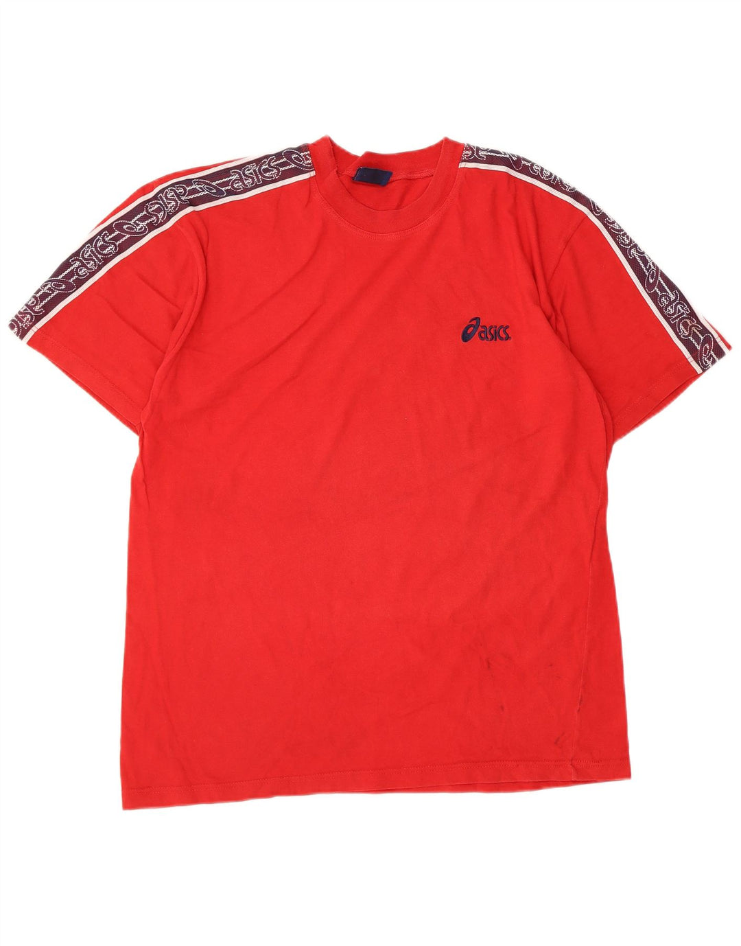 ASICS Herren Grafik-T-Shirt-Oberteil aus mittelroter Colourblock-Baumwolle