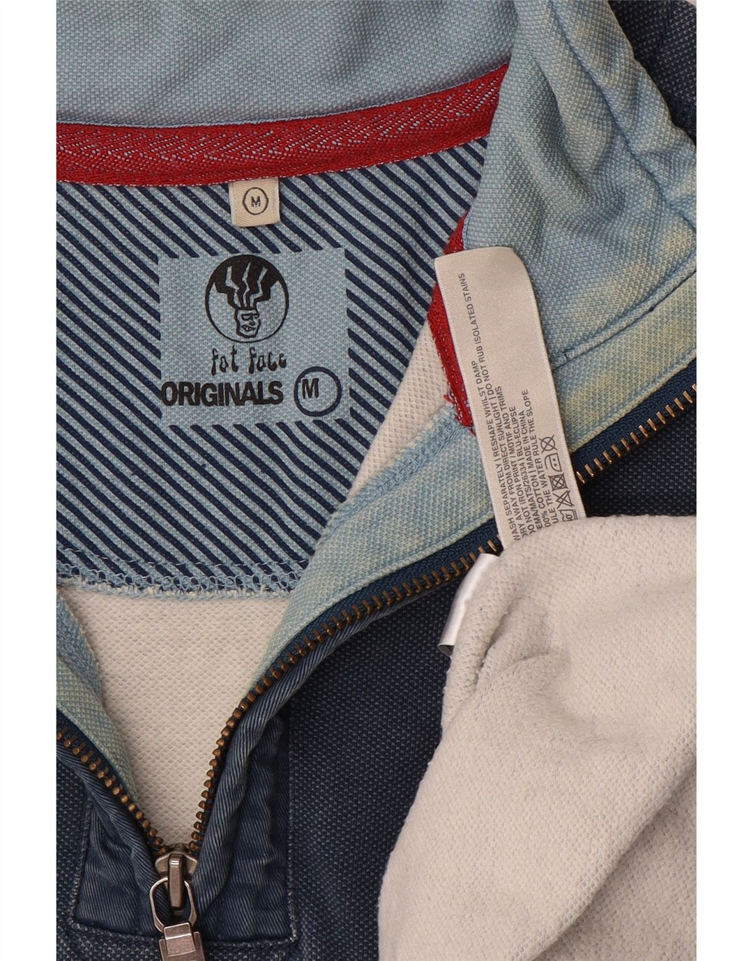 Fat Face Herren-Sweatshirt mit Reißverschluss am Hals, mittlere marineblaue Baumwolle