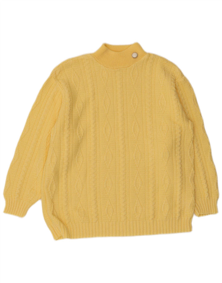 VINTAGE Damen Rollkragenpullover Pullover UK 12 Mittelgelb