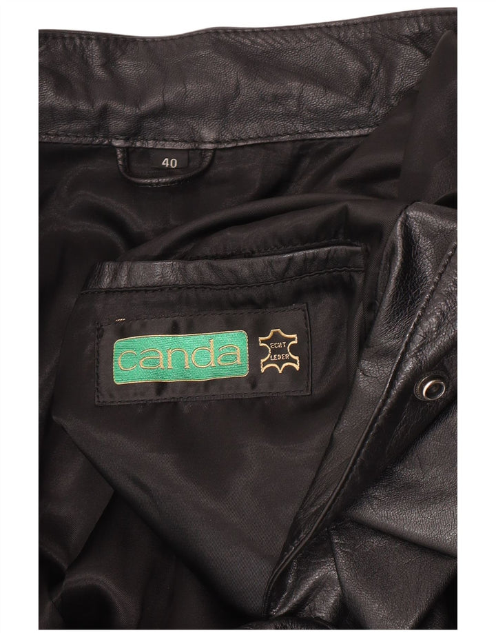 Canda Damen-Übergröße-Lederjacke, EU 40, mittelschwarzes Leder